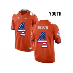 2016 US Flag Fashion Youth Clemson Tigers DeShaun Watson #4 College Football Limited Jersey - Orange 2016 US Flag Fashion Youth Clemson Tigers DeShaun Watson #4 College Football Limited Jersey - Orange
