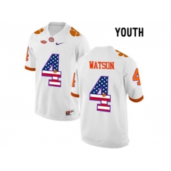2016 US Flag Fashion Youth Clemson Tigers DeShaun Watson #4 College Football Limited Jersey - White