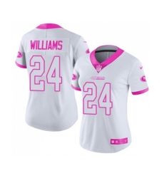 Women San Francisco 49ers #24 KWaun Williams Limited White Pink Rush Fashion Football Jersey