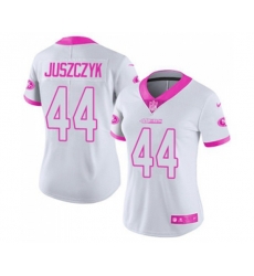 Women San Francisco 49ers #44 Kyle Juszczyk Limited White Pink Rush Fashion Football Jersey