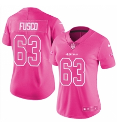 Women San Francisco 49ers #63 Brandon Fusco Limited Pink Rush Fashion NFL Jersey