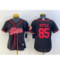 Women San Francisco 49ers #85 George Kittle Black With Patch Cool Base Stitched Baseball Jersey
