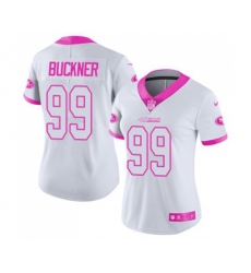 Women San Francisco 49ers #99 DeForest Buckner Limited White Pink Rush Fashion Football Jersey