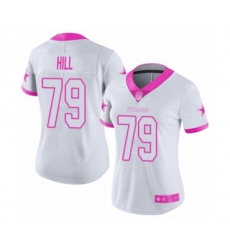 Women Dallas Cowboys #79 Trysten Hill Limited White Pink Rush Fashion Football Jersey
