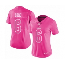 Womens Oakland Raiders #6 A.J. Cole Limited Pink Rush Fashion Football Jersey