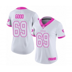 Womens Oakland Raiders #69 Denzelle Good Limited White Pink Rush Fashion Football Jersey