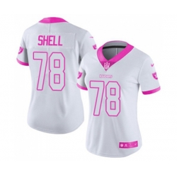 Womens Oakland Raiders #78 Art Shell Limited White Pink Rush Fashion Football Jersey