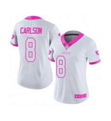 Womens Oakland Raiders #8 Daniel Carlson Limited White Pink Rush Fashion Football Jersey
