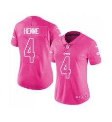 Women Kansas City Chiefs #4 Chad Henne Limited Pink Rush Fashion Football Jersey