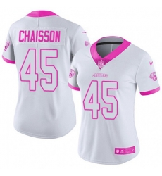 Women Jacksonville Jaguars #45 KLavon Chaisson White Pink Stitched NFL Limited Rush Fashion Jersey