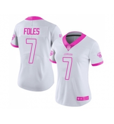 Women Jacksonville Jaguars #7 Nick Foles Limited White Pink Rush Fashion Football Jersey