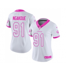 Women Jacksonville Jaguars #91 Yannick Ngakoue Limited White Pink Rush Fashion Football Jersey