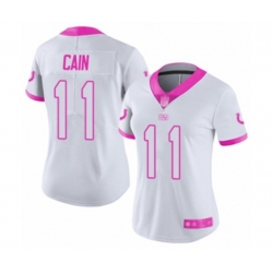 Women Indianapolis Colts #11 Deon Cain Limited White Pink Rush Fashion Football Jersey