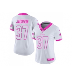 Women Green Bay Packers #37 Josh Jackson White Pink Stitched NFL Limited Rush Fashion Jersey