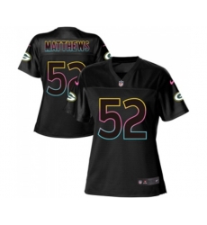 Women Green Bay Packers #52 Clay Matthews Game Black Fashion Football Jersey
