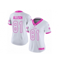 Women Green Bay Packers #81 Geronimo Allison Limited White Pink Rush Fashion NFL Jersey