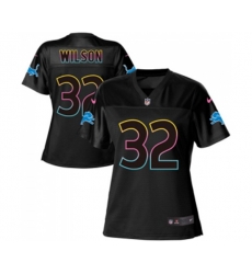Women Detroit Lions #32 Tavon Wilson Game Black Fashion Football Jersey