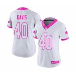 Women Detroit Lions #40 Jarrad Davis Limited White Pink Rush Fashion Football Jersey Women Detroit Lions #40 Jarrad Davis Limited White Pink Rush Fashion Football Jersey