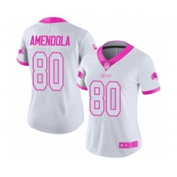 Women Detroit Lions #80 Danny Amendola Limited White Pink Rush Fashion Football Jersey Women Detroit Lions #80 Danny Amendola Limited White Pink Rush Fashion Football Jersey