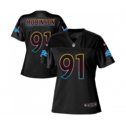Women Detroit Lions #91 AShawn Robinson Game Black Fashion Football Jersey Women Detroit Lions #91 AShawn Robinson Game Black Fashion Football Jersey