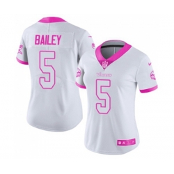Women Minnesota Vikings #5 Dan Bailey Limited White Pink Rush Fashion Football Jersey