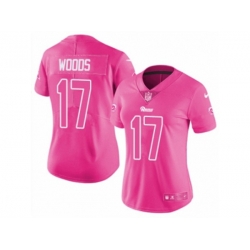 Women Los Angeles Rams #17 Robert Woods Limited Pink Rush Fashion NFL Jersey Women Los Angeles Rams #17 Robert Woods Limited Pink Rush Fashion NFL Jersey