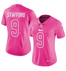 Women Los Angeles Rams #9 Matthew Stafford Pink Stitched NFL Limited Rush Fashion Jersey Women Los Angeles Rams #9 Matthew Stafford Pink Stitched NFL Limited Rush Fashion Jersey