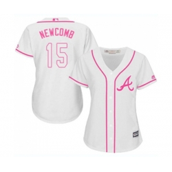 Womens Atlanta Braves #15 Sean Newcomb Replica White Fashion Cool Base Baseball Jersey
