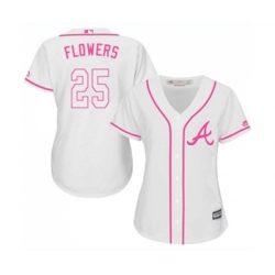 Womens Atlanta Braves #25 Tyler Flowers Replica White Fashion Cool Base Baseball Jersey