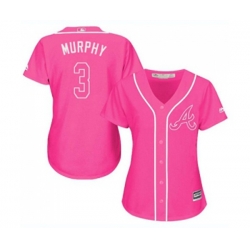 Womens Atlanta Braves #3 Dale Murphy Authentic Pink Fashion Cool Base Baseball Jersey