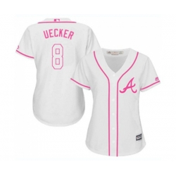 Womens Atlanta Braves #8 Bob Uecker Replica White Fashion Cool Base Baseball Jersey