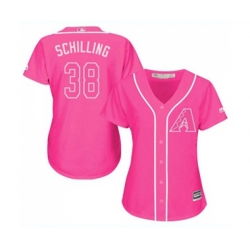 Womens Arizona Diamondbacks #38 Curt Schilling Authentic Pink Fashion Baseball Jersey