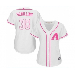Womens Arizona Diamondbacks #38 Curt Schilling Replica White Fashion Baseball Jersey