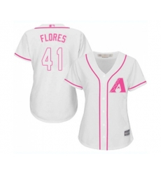 Womens Arizona Diamondbacks #41 Wilmer Flores Replica White Fashion Baseball Jersey
