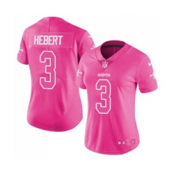 Women New Orleans Saints #3 Bobby Hebert Limited Pink Rush Fashion Football Jersey