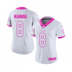 Women New Orleans Saints #8 Archie Manning Limited White Pink Rush Fashion Football Jersey