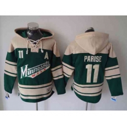 Minnesota Wilds #11 Zach Parise Cream-Green Pullover Hooded
