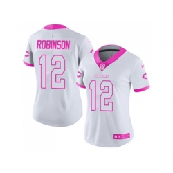 Women Chicago Bears #12 Allen Robinson White Pink Stitched NFL Limited Rush Fashion Jersey