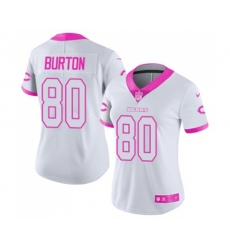 Women Chicago Bears #80 Trey Burton Limited White Pink Rush Fashion Football Jersey