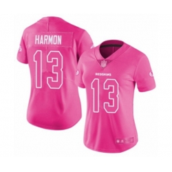 Women Washington Redskins #13 Kelvin Harmon Limited Pink Rush Fashion Football Jersey