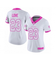 Women Washington Redskins #23 Bryce Love Limited White Pink Rush Fashion Football Jersey