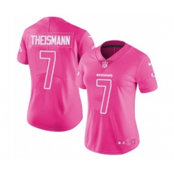 Women Washington Redskins #7 Joe Theismann Limited Pink Rush Fashion Football Jersey