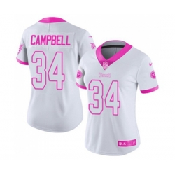 Women Tennessee Titans #34 Earl Campbell Limited White Pink Rush Fashion Football Jersey