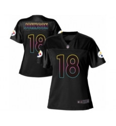 Women Pittsburgh Steelers #18 Diontae Johnson Game Black Fashion Football Jersey