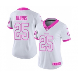 Women Pittsburgh Steelers #25 Artie Burns Limited White Pink Rush Fashion Football Jersey