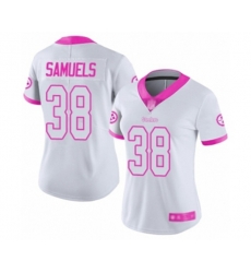 Women Pittsburgh Steelers #38 Jaylen Samuels Limited White Pink Rush Fashion Football Jersey
