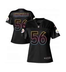 Women Pittsburgh Steelers #56 Anthony Chickillo Game Black Fashion Football Jersey