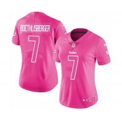 Women Pittsburgh Steelers #7 Ben Roethlisberger Limited Pink Rush Fashion Football Jersey
