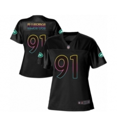Women New York Jets #91 Bronson Kaufusi Game Black Fashion Football Jersey