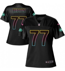 Womens New York Jets #77 Mekhi Becton Black Fashion Game Jersey